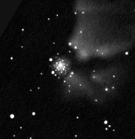 NGC 3603 rajz (40cm-es Newton távcsővel).