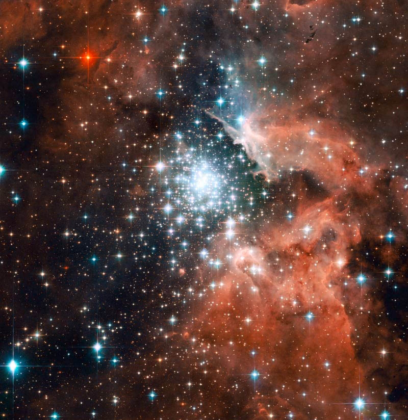 NGC 3603 Hubble Space Telescope (HST) photo (resized).