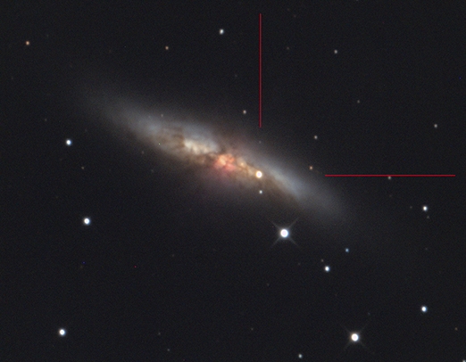 M 82 + SN 2014J photograph by Attila Róbert Horváth and Gábor Szitkay using a 16