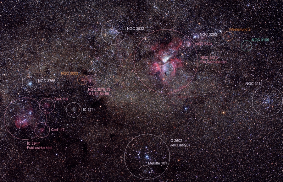 Mély-ég objektumok az Eta Carinae-köd környezetében