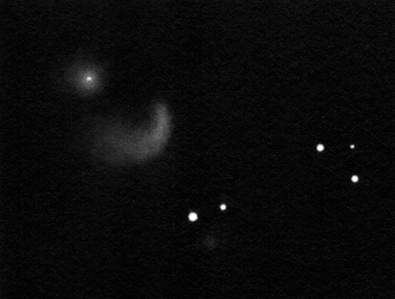 NGC 2936-37 (Arp 142), drawing inverted into positive.