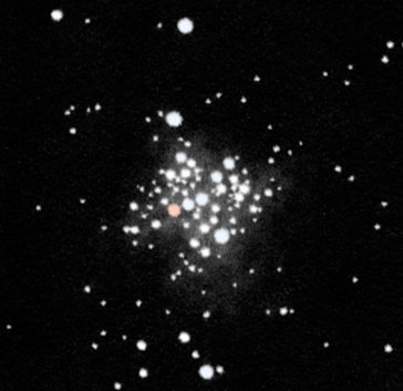 NGC 3293, pozitívba fordított, színes rajz.
