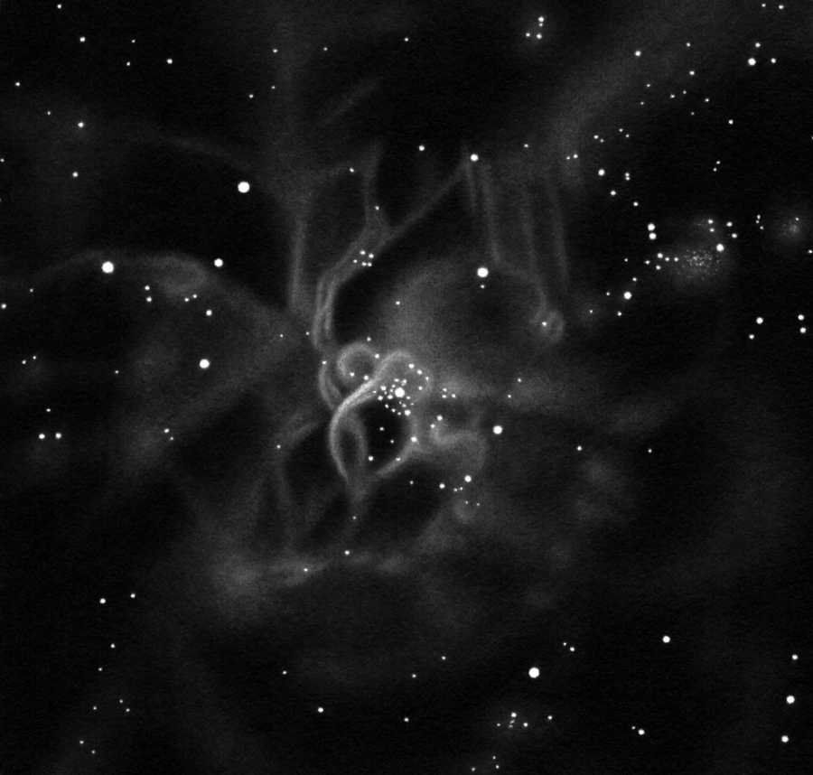 NGC 2070 drawing inverted into positive.