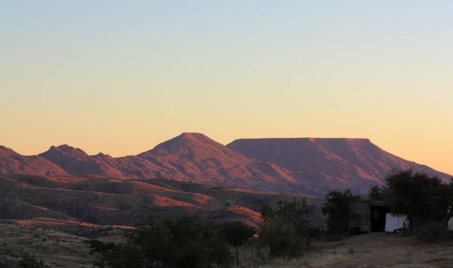 Gamsberg seen from the Hakos Farm at sunset.