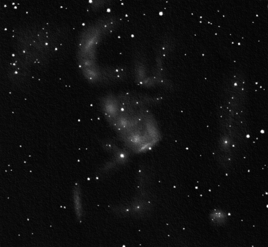 NGC 3582 nebula complex. Drawing inverted into positive.