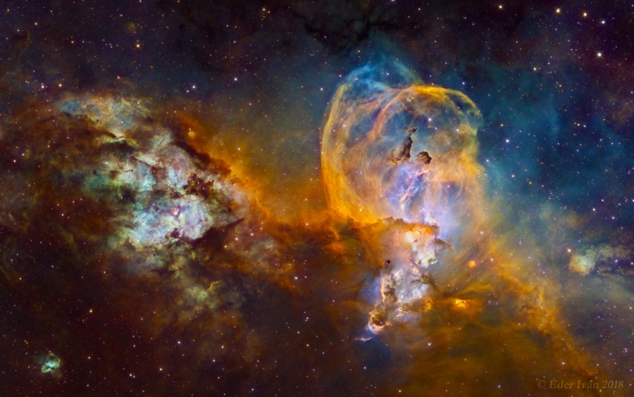 The whole RCW 57 nebula complex on Iván Éder's photograph.